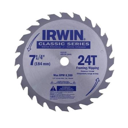 Disco sierra corte general 7-1/4" 24T Irwin 15130LA