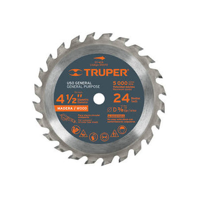 Disco para sierra circular corte madera 4-1/2" 24T Truper ST-424 / 100172