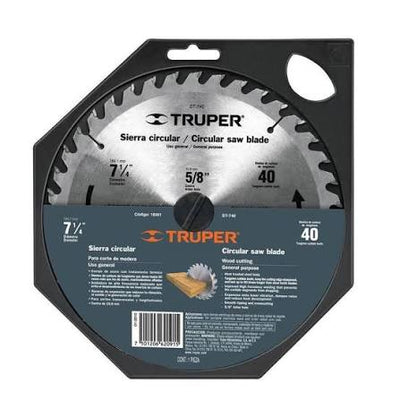 Disco para sierra circular corte madera 7-1/4" 40T Truper ST-740 / 18301