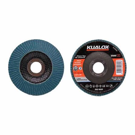 Disco abrasivo flap de zirconio 4-1/2" x 22.2 mm grano 80 Kualox KX-DF003